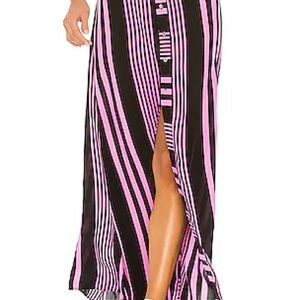 Maaji Black and White Maxi Skirt with Slit Resort Wear
